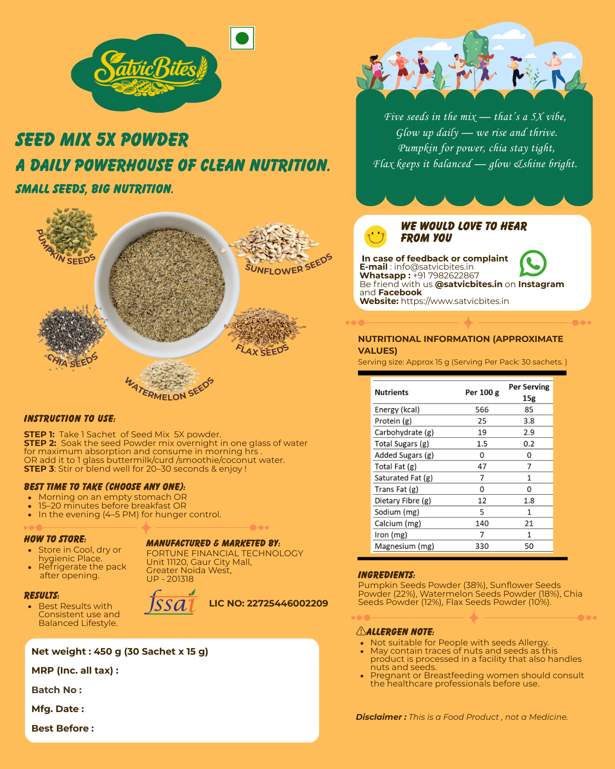 SatvicBites Seed Mix 5X Powder